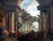 Hubert Robert Imaginary View of the Grand Gallery of the Louvre in Ruins oil on canvas